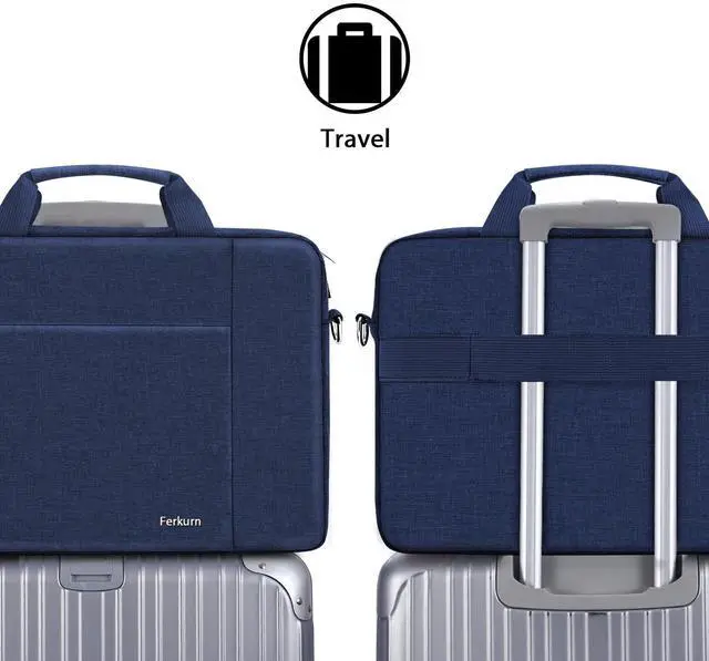 Alt view image 3 of 5 - Ferkurn Laptop Bag Case for Women Men Computer Bag Compatible with HP Envy Pavilion Omen/LG Gram/MSI/Dell Inspiron XPS/Lenovo/Acer, Shoulder Strap Carrying Messenger Briefcase, Blue, 14 Inch