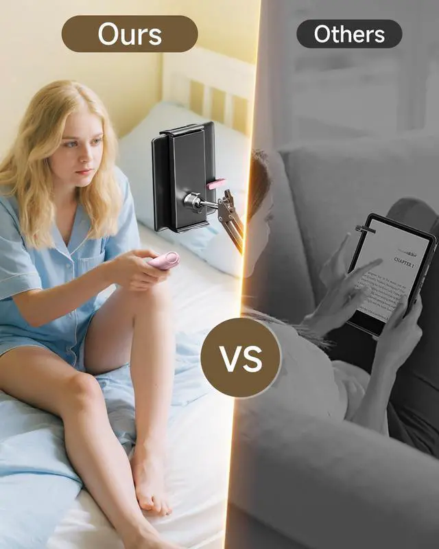 Alt view image 4 of 5 - UNIBITRI Floor Stand for Kindle with Remote Page Turner, Holder Stand for Reading in Bed with Clicker  for Kindle Paperwhite, Oasis,Tablet, iPhone and More 4.7-11 inch,Pink Remote