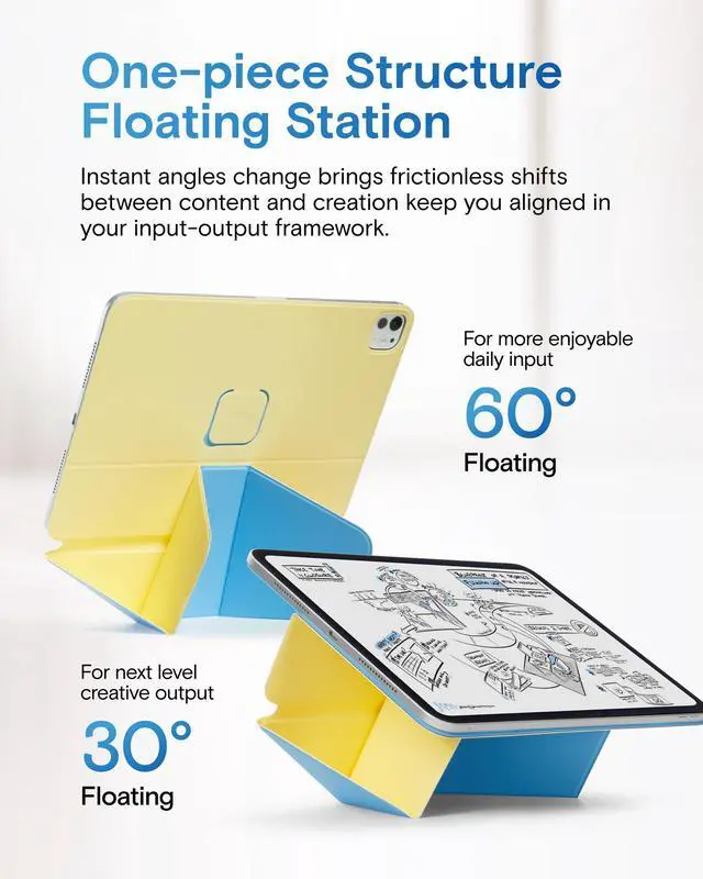 Alt view image 4 of 5 - MOFT Dynamic Folio Case for iPad mini 7 A17 Pro (2024), iPad mini 6 (2021), Silm Magnetic Stand Case with 20+ Viewing Angles, Auto Wake/Sleep, Ultra Thin, Panna Cotta x Faded Jeans