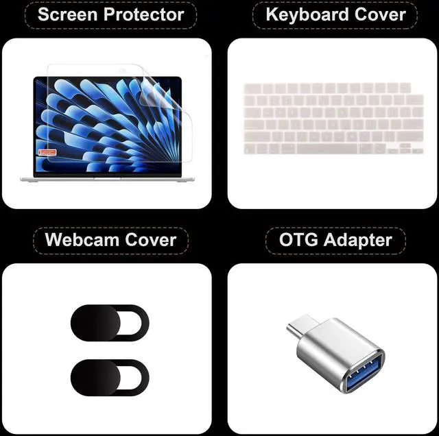 Alt view image 3 of 5 - Yebiseven for MacBook Air 13.6" M4 Case 2025 2024 2022 Released A3240/A3113 M3/A2681 M2, Laptop Case with Keyboard Cover & Screen Protector & OTG Adapter & 2 Webcam Covers, Botanical Flower