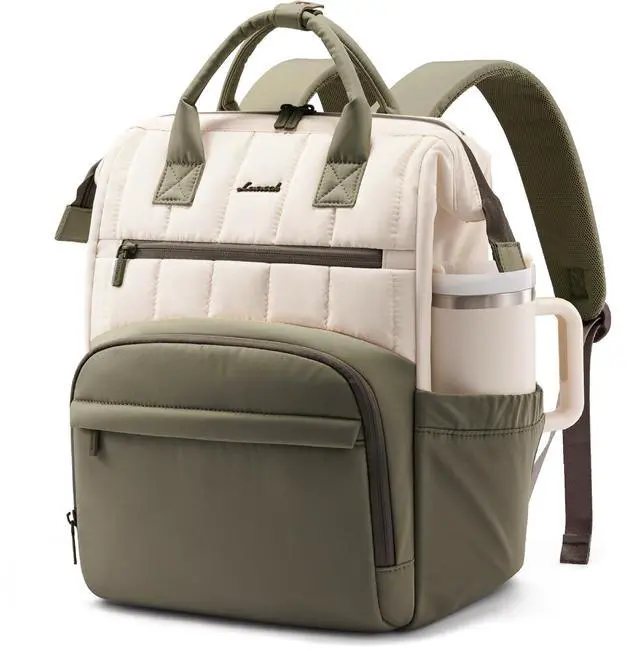 Main image of LOVEVOOK Puffer Backpack Purse for Women with 15.6 Inch Laptop Pocket, Nurse Teacher Work Bags for Gifts, Personal Item Travel Bag for College School, Cute Student Bookbag for Teen Girls Waterproof