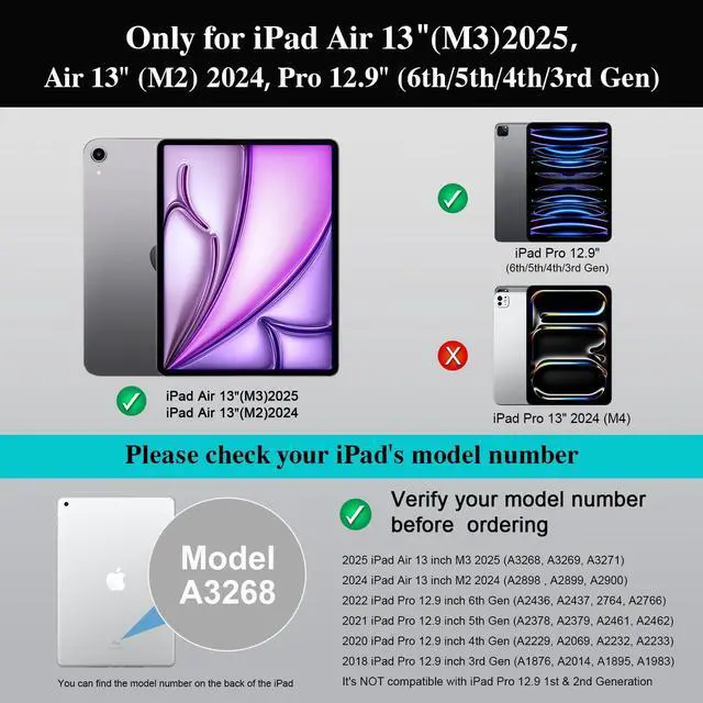 Alt view image 2 of 5 - iPad Air 13 inch Case Keyboard (M3 M2, 2025 2024),Wireless iPad Keyboard for Pro 12.9 inch 6/5/4/3rd Gen,Magnetic Detachable with Trackpad,7-Color Backlit,Landscape/Portrait,Adjustable Stand (Gray)