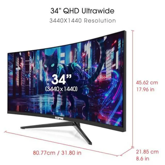 Alt view image 3 of 5 - Sceptre New Curved 34-inch Gaming Monitor 3440 x 1440 180Hz 1500R DP x2 HDMI x2 Build-in Speakers Machine Black 2026