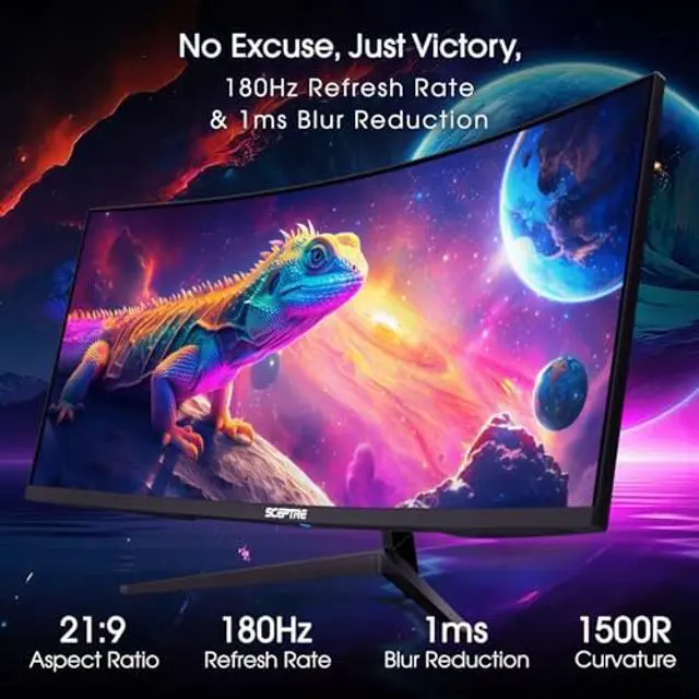 Alt view image 4 of 5 - Sceptre New Curved 34-inch Gaming Monitor 3440 x 1440 180Hz 1500R DP x2 HDMI x2 Build-in Speakers Machine Black 2026
