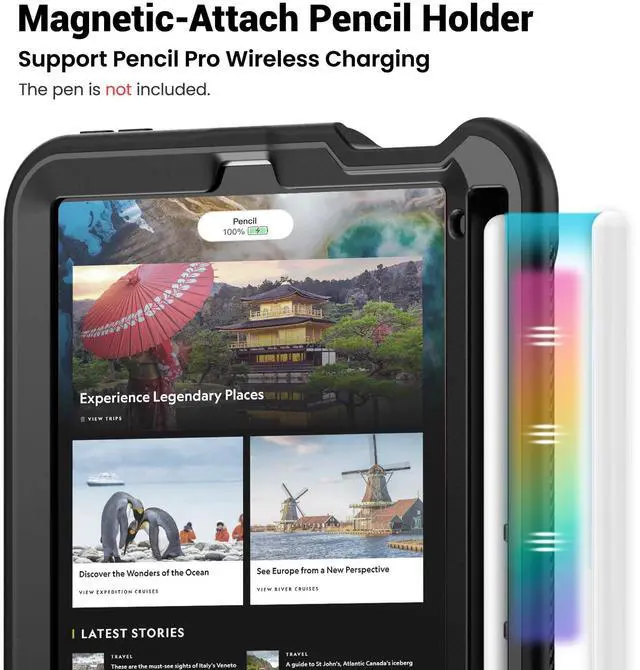 Alt view image 2 of 5 - ZSLVPN Case for iPad mini 7 (A17 Pro) 2024/ Mini 6 8.3'' with Pencil Holder Screen Protector [360 Rotating Handle & Stand] &Shoulder Strap, Shockproof Case for iPad mini 7th/6th Generation, Black