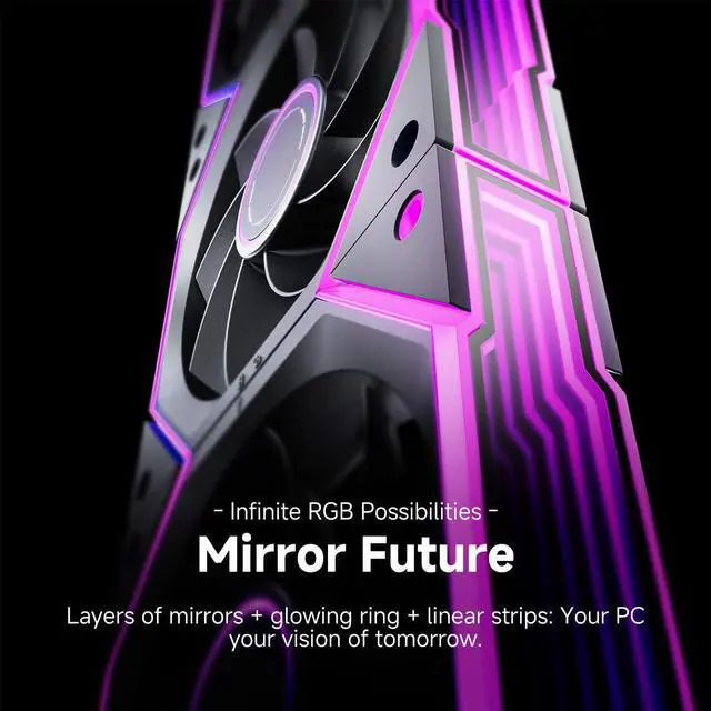 Alt view image 4 of 5 - AsiaHorse Nyota Ultra 120mm PC Case Fan - Space-Inspired Design (Infinity Mirror + RGB Ring), 9 Blades 58.5 CFM, Modular Build, Ultra-Quiet Silicone Pads, PWM Control-Quiet Hydro Bearing