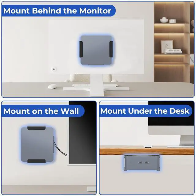 Alt view image 4 of 5 - Bedycoon Metal Mount for GMKtec Mini PC VESA Wall and Under Desk Mount for GMKtec G6/ M6/ M5/ K9/ K8/ K7/ K6/ K5 Mini Desktop Computer Mounting Bracket with Cable Ties Micro PC Holder for GMKtec