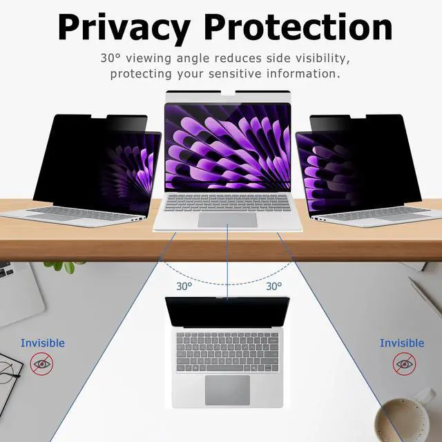 Alt view image 3 of 5 - Megoo Privacy Screen for MacBook Pro 16 Inch (20212024, M1,M2,M3,M4,Pro,Max), Matte Anti-Glare, Blue Light Filter, ±30° Anti-Spy View, Magnetic Storage Case  Premium Business Protection