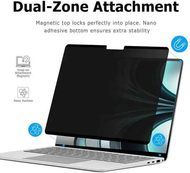Alt view image 4 of 5 - Megoo Privacy Screen for MacBook Pro 16 Inch (20212024, M1,M2,M3,M4,Pro,Max), Matte Anti-Glare, Blue Light Filter, ±30° Anti-Spy View, Magnetic Storage Case  Premium Business Protection