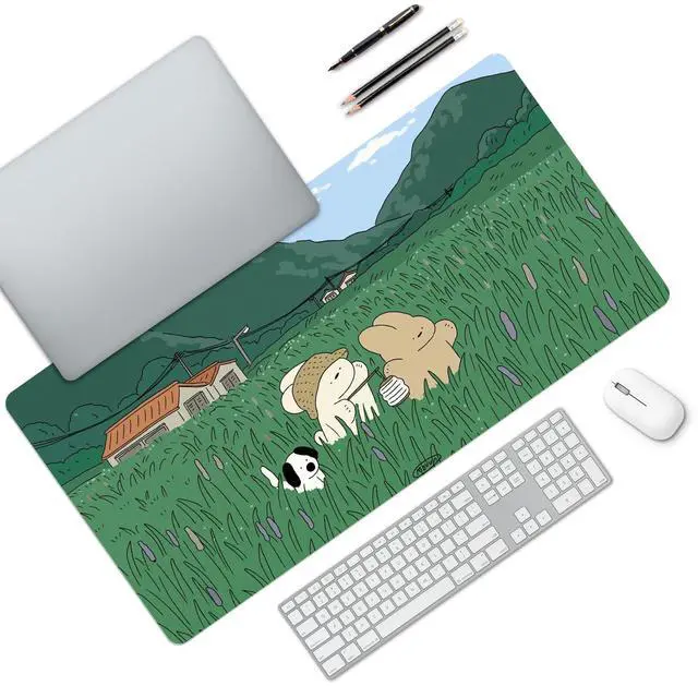 Alt view image 2 of 5 - MAYCARI Cute Desk Mat Cartoon Desk Pad Mouse Pad Kawaii Large Green Rabbit Dog Gaming Mousepad XXL Laptop Keyboard Desktop Writing Pad for Girls Students 31.5"X15.7"