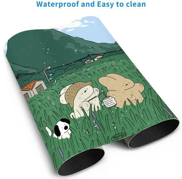 Alt view image 4 of 5 - MAYCARI Cute Desk Mat Cartoon Desk Pad Mouse Pad Kawaii Large Green Rabbit Dog Gaming Mousepad XXL Laptop Keyboard Desktop Writing Pad for Girls Students 31.5"X15.7"