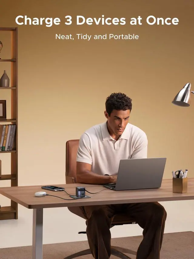 Alt view image 3 of 5 - UGREEN Nexode Retractable 45W GaN Charger for iPhone 17, 3-Port USB C Fast Charger with 2.26ft Cable for iPhone 17/16/15/14/13 Series, Samsung Galaxy S25/24 Ultra, Pixel, iPad, Space Grey