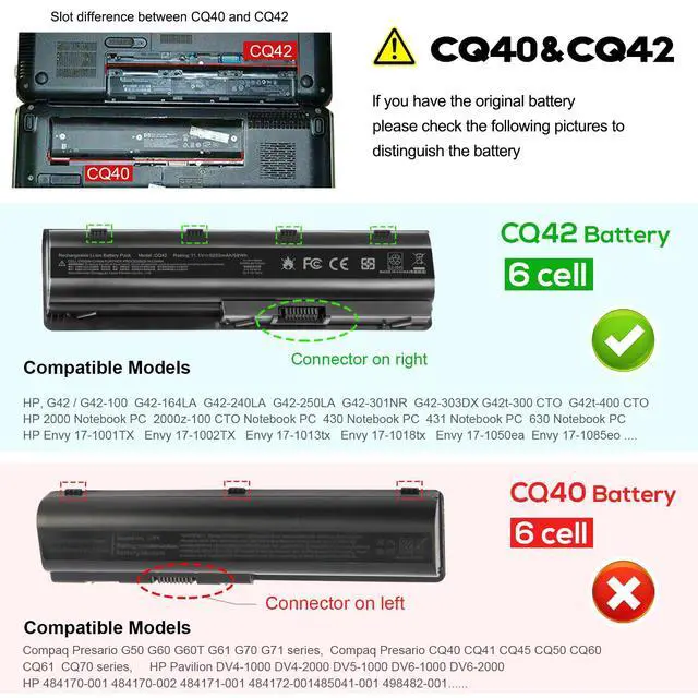 Alt view image 2 of 5 - Fancy Buying MU06 MU09 Laptop Battery for HP Spare 593553-001 593554-001 636631-001 584037-001 593550-001 593562-001 Compaq Presario CQ42 CQ56 CQ57 CQ62 Pavilion G7 G6 G4 DM4