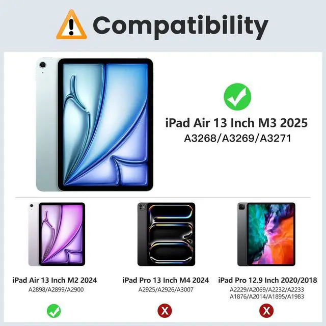 Alt view image 2 of 5 - MoKo for iPad Air 13 Inch Case M3 2025 & M2 2024 with Pencil Holder, iPad Air 13 Case [Built-in Screen Protector] with Clear Back & Magnetic Multi Angle Stand Cover, Black