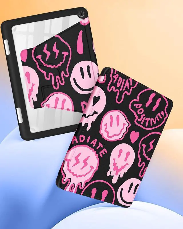 Alt view image 4 of 5 - Kidcube for Kindle Fire HD 10/10 Plus Tablet Case - 13th/11th Generation (2023/2021) 10.1" Women Girls Teen Cute Fun Cool Design Rotating Stand Pencil Holder Folio Cases for Amazon Fire HD 10/10 Plus