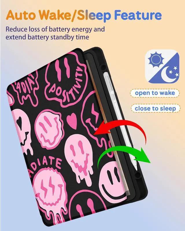 Alt view image 5 of 5 - Kidcube for Kindle Fire HD 10/10 Plus Tablet Case - 13th/11th Generation (2023/2021) 10.1" Women Girls Teen Cute Fun Cool Design Rotating Stand Pencil Holder Folio Cases for Amazon Fire HD 10/10 Plus