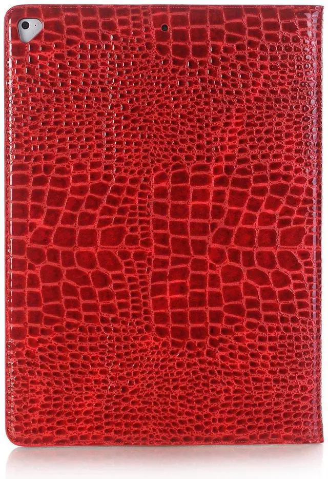 Alt view image 2 of 5 - iPad Pro 1st 2nd (12.9 inch) Case for Women, DMaos Synthetic Crocodile Leather Stand Folio Smart Cover, Auto Sleep/Wake, Document Card Holder - Red