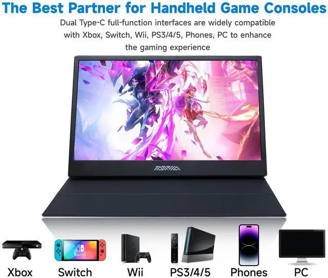 Alt view image 3 of 5 - TANXJIA 15.6 Inch Portable Monitor, FHD 1080P IPS USB-C/HDMI Display, Ultra Slim Second Screen for Laptop/Phone/PS5/Xbox, Plug & Play, Travel Monitor