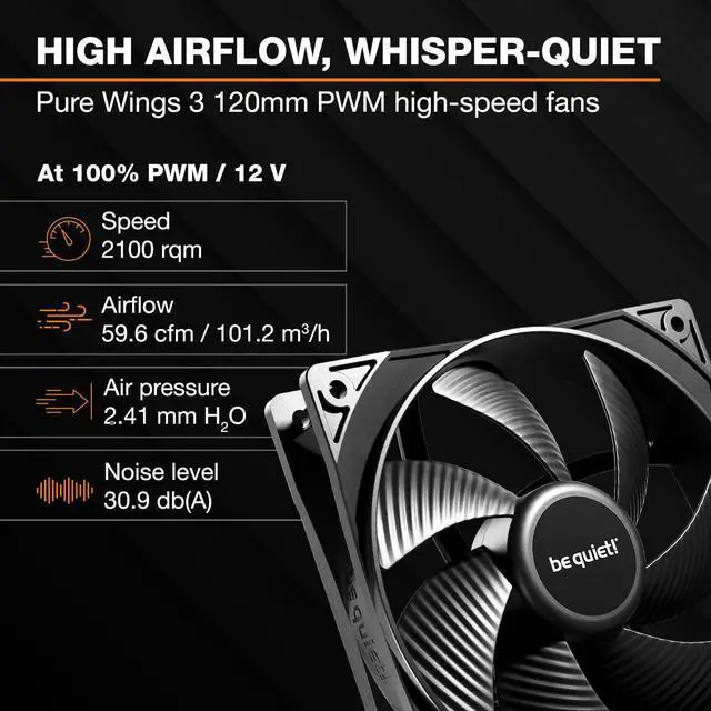 Alt view image 3 of 5 - be quiet! Pure Loop 3 240mm All-in-One Water Cooling for Slightly Overclocked AMD/Intel Systems, 2X Pure Wings 3 120mm PWM High-Speed Fans, High Static Pressure, Whisper-Quiet PWM Pump