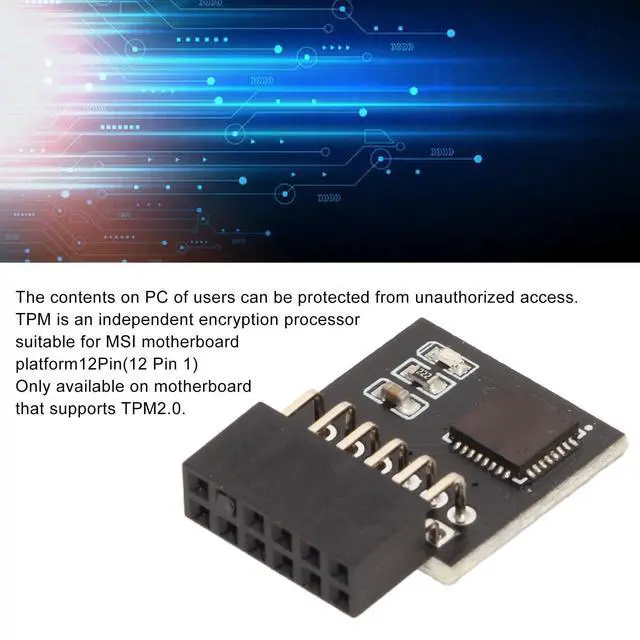Alt view image 3 of 5 - TPM 2.0 Module 12Pin, SPI 12Pin TPM Module for Motherboard DDR4 Memory, Stable TPM Module System Components, TPM2.0 Module Motherboard