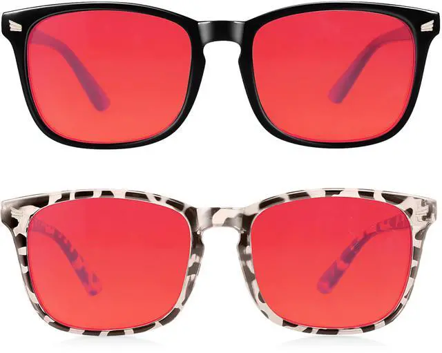 Main image of Vbewo 2 Packs Professional Sleep Glasses with 99.9% Blue Light Blocking Dual AR Coatings Red Lens, Computer Gaming Glasses for Men Women, Anti Fatigue & Eye Strain