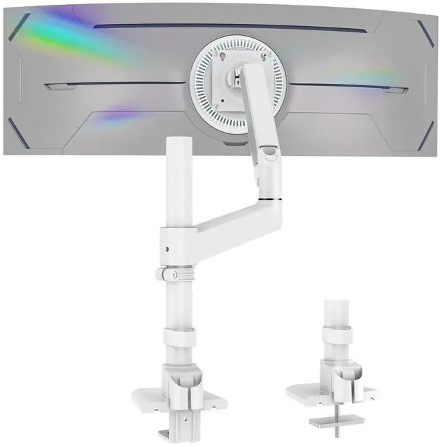 Main image of GUZHIKU Monitor Arm for 17 to 60 inch, Hold 44 lbs, Fully Adjustable Heavy Duty Desk Mount, Monitor Stand Fit 57 55 49", Ultrawide Monitors Bracket Clamp/Grommet Base VESA 75x75/100x100 (White)