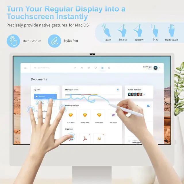 Alt view image 2 of 5 - Keenhot Trackpad Touchscreen Frame for iMac, High-Precision Touchpad Support Multi-Gesture, Ultra Slim Touch Screen Activator for 24-inch iMac M1, M3, M4(Stylus Pen Included)