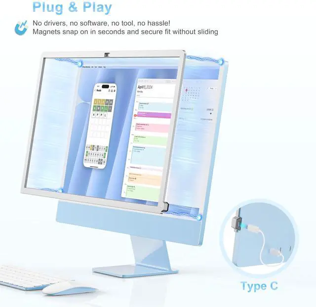 Alt view image 3 of 5 - Keenhot Trackpad Touchscreen Frame for iMac, High-Precision Touchpad Support Multi-Gesture, Ultra Slim Touch Screen Activator for 24-inch iMac M1, M3, M4(Stylus Pen Included)