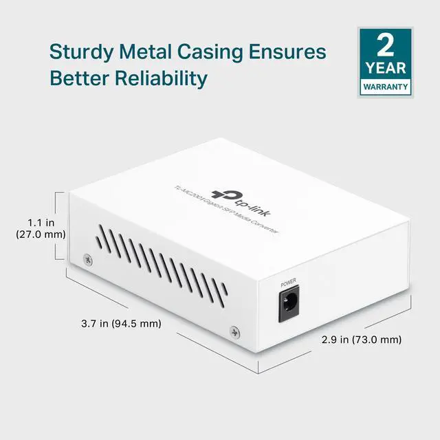 Alt view image 4 of 5 - TP-Link TL-MC200 | Gigabit SFP to RJ45 Fiber Media Converter | Fiber to Ethernet Converter | Plug and Play | Durable Metal Casing | Versatile Compatibility | Auto-Negotiation | UL Certified