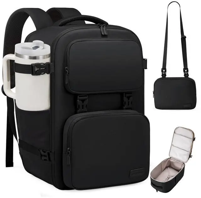 Main image of LOVEVOOK Travel Backpack for Women Men, TSA Carry on Backpack Flight Approved 40L Fits 17 Inch Laptop, Waterproof Personal Item Travel Bag Business Weekender Daypack with Detachable Crossbody Bag