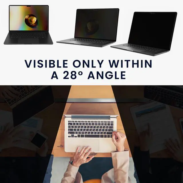 Alt view image 5 of 5 - kwmobile Laptop Privacy Screen for Apple MacBook Air 13" 2018 2019 2020 A1932 - Computer Privacy Screen Shield - Laptop Monitor Protector - Anti Glare and Blue Light Blocking