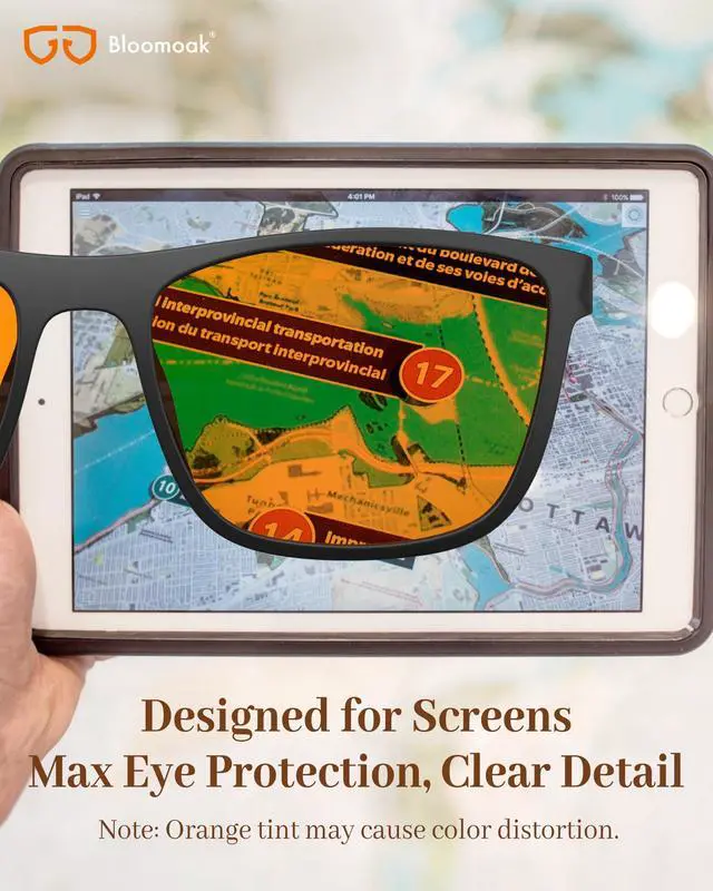 Alt view image 3 of 5 - Bloomoak 99.9% Blue Light Blocking Reading Glasses, Classic Computer Readers, Relieve Eye Fatigue, Improve Sleep, for Screens (Orange, 2, x)