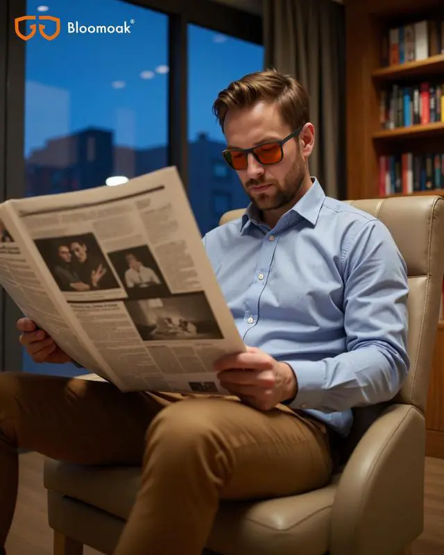 Alt view image 5 of 5 - Bloomoak 99.9% Blue Light Blocking Reading Glasses, Classic Computer Readers, Relieve Eye Fatigue, Improve Sleep, for Screens (Orange, 2, x)