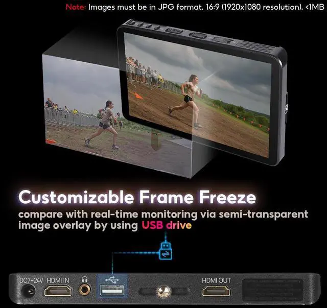 Alt view image 4 of 5 - Portkeys LH7H Camera Field Monitor 7" 1000nit Touch Screen Freeze Frame FHD 1080P60 3D LUT ARRI False Color for DSLR (Dark Grey)