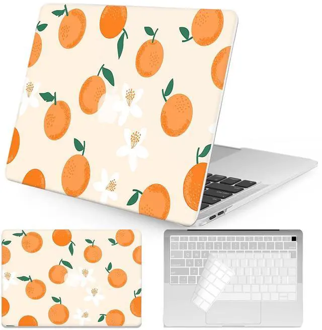 Main image of Seorsok Compatible with MacBook Air 13 Inch Case2022 2021 2020 2019 2018 Release A1932 A2179 M1 A2337 Touch ID,Cute Fruit Plastic Hard Shell Case with Keyboard Cover,Orange