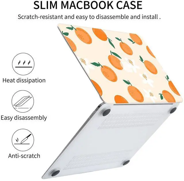 Alt view image 4 of 5 - Seorsok Compatible with MacBook Air 13 Inch Case2022 2021 2020 2019 2018 Release A1932 A2179 M1 A2337 Touch ID,Cute Fruit Plastic Hard Shell Case with Keyboard Cover,Orange