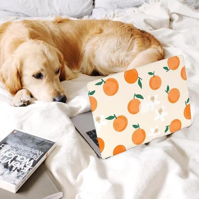 Alt view image 5 of 5 - Seorsok Compatible with MacBook Air 13 Inch Case2022 2021 2020 2019 2018 Release A1932 A2179 M1 A2337 Touch ID,Cute Fruit Plastic Hard Shell Case with Keyboard Cover,Orange