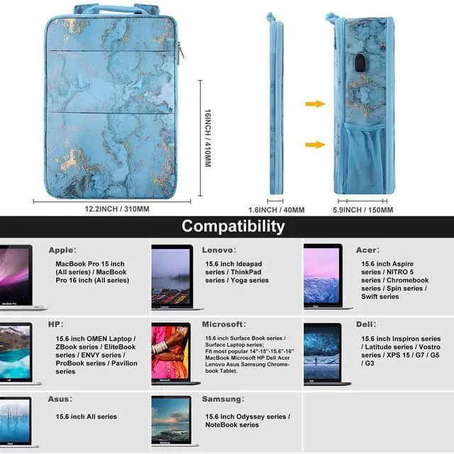 Alt view image 2 of 5 - ZINZ Slim & Expandable Laptop Backpack 15 15.6 16 Inch Sleeve with USB Port, Spill-Resistant Notebooks Bag Case for Most 14-16 Inch MacBooks Surface-Books Dell HP Lenovo Asus Computers,B01M01