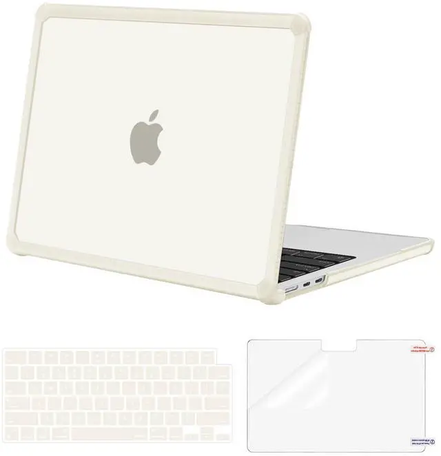 Main image of MOSISO Compatible with MacBook Air 13 inch Case 2025 2024 2023 2022 M4 A3240 M3 A3113 M2 A2681,Anti-Cracking Heavy Duty TPU Bumper Hard Case&Keyboard Skin&ScreenFilm for MacBook Air 13.6, Beige