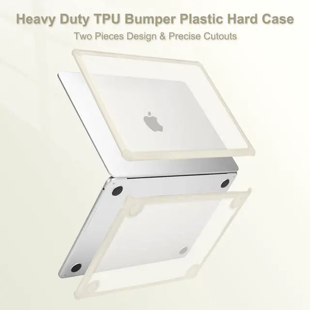 Alt view image 5 of 5 - MOSISO Compatible with MacBook Air 13 inch Case 2025 2024 2023 2022 M4 A3240 M3 A3113 M2 A2681,Anti-Cracking Heavy Duty TPU Bumper Hard Case&Keyboard Skin&ScreenFilm for MacBook Air 13.6, Beige