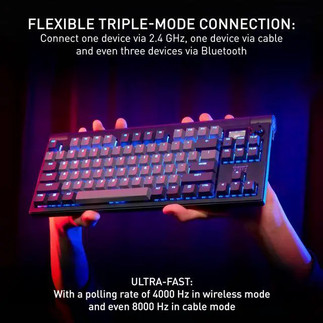 Alt view image 5 of 5 - CHERRY XTRFY MX 8.3 TKL Wireless Mechanical Gaming Keyboard | LCD Display & Rotary Knob | Hot Swappable MX2A Red Switches | Starfall Grey