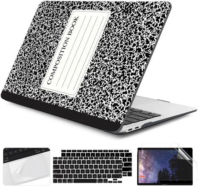 Main image of DONGKE Compatible with MacBook Air 13 inch Case 2021 2020 2019 2018 Release A2337 M1 A2179 A1932 with Retina Display & Touch ID, Plastic Hard Shell & Keyboard Cover - Composition Book