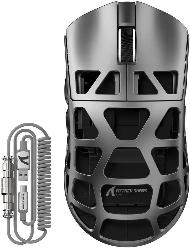 Main image of FELICON x Attack Shark R3 Wireless Gaming Mouse,PAW3395 26K DPI 8KHz Polling Rate,Magnesium Alloy 46g Ultralight,Programmable Tri-Mode BT/2.4G/Wired Computer Mice with Coiled Cable - Silver