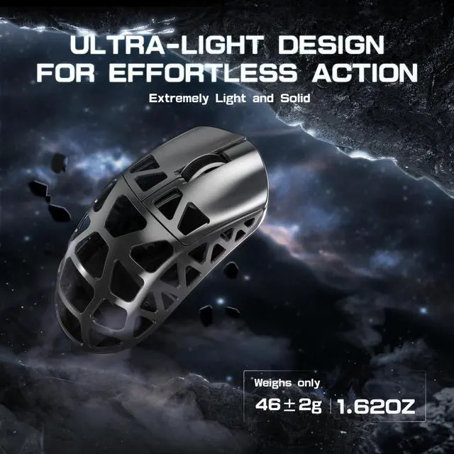 Alt view image 3 of 5 - FELICON x Attack Shark R3 Wireless Gaming Mouse,PAW3395 26K DPI 8KHz Polling Rate,Magnesium Alloy 46g Ultralight,Programmable Tri-Mode BT/2.4G/Wired Computer Mice with Coiled Cable - Silver