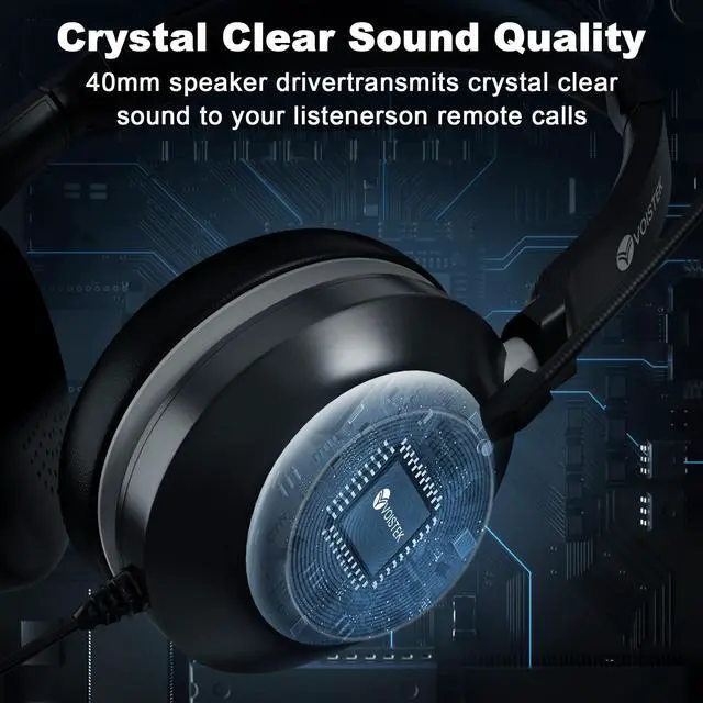 Alt view image 5 of 5 - Voistek USB Headset with Mic for Laptop PC,Wired On Ear Mono Computer Headphones with Noise Cancelling Microphone,in-line Control for Office Work,Call Center,Video Meeting
