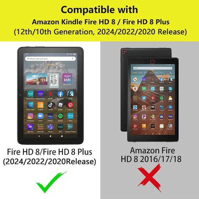 Alt view image 2 of 5 - POIUYTREW Case for Amazon Kindle Fire HD 8/Fire HD 8 Plus Tablet (12th/10th Generation, 2024/2022/2020 Release) - PU Leather Folio Cover with Smart Auto Wake/Sleep, Brown Cow Print