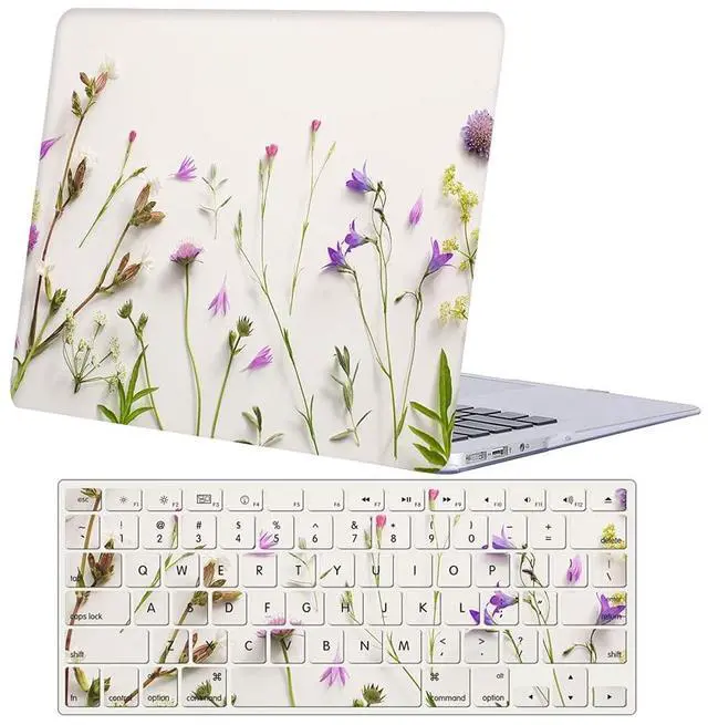 Main image of Bandless Case Compatible with MacBook Air 13 Retina 2018 2019 2020 Model A1932 A2179 M1, Plastic Hard Shell Cover Keyboard Skin for inch Touch ID - Purple Flower A2337/A2179/A1932 (Air 2018-2020)