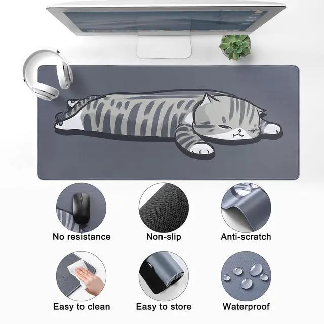 Alt view image 2 of 5 - YUNZII Keynovo Gaming Mouse Pad, Large Mouse Pad, Non-Slip 4mm Laptop Gaming Desk Pad,Waterproof Desk Pad, Office and Home (Lay Cat, 35.4"x15.7")