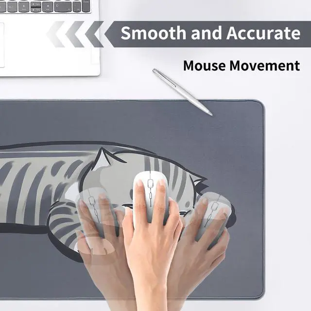 Alt view image 5 of 5 - YUNZII Keynovo Gaming Mouse Pad, Large Mouse Pad, Non-Slip 4mm Laptop Gaming Desk Pad,Waterproof Desk Pad, Office and Home (Lay Cat, 35.4"x15.7")