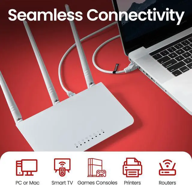 Alt view image 3 of 5 - rhinocables CAT 5e High-Speed Ethernet Cable - Reliable LAN Network RJ45 Cable for Fast Internet & Data Transfer | Durable WiFi Broadband Cable for Gaming & Streaming (80ft, White)